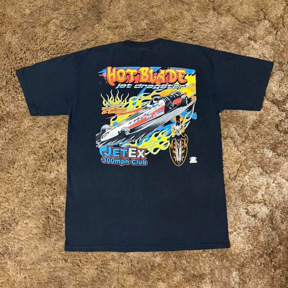 Vintage Hot Blade Jet Dragster JetEx 300mph Club Racing Graphic Tee Black Medium